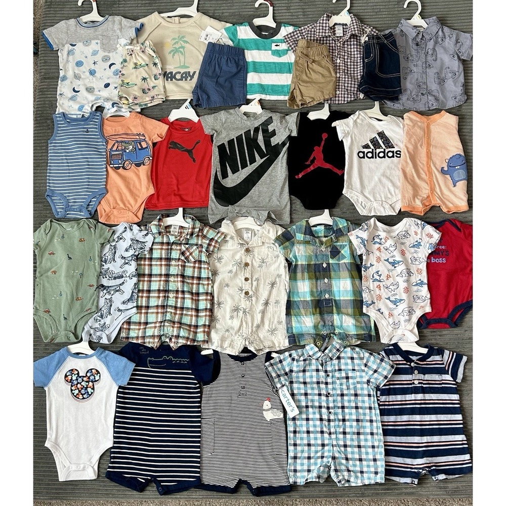 Huge Lot Baby Boys Clothes 6 9 Months NEW &EC Carters Shorts Puma AirJ Nike 6/9
